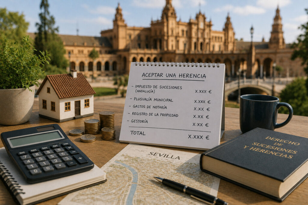 Cálculo del coste de una herencia en Sevilla con documentos y números