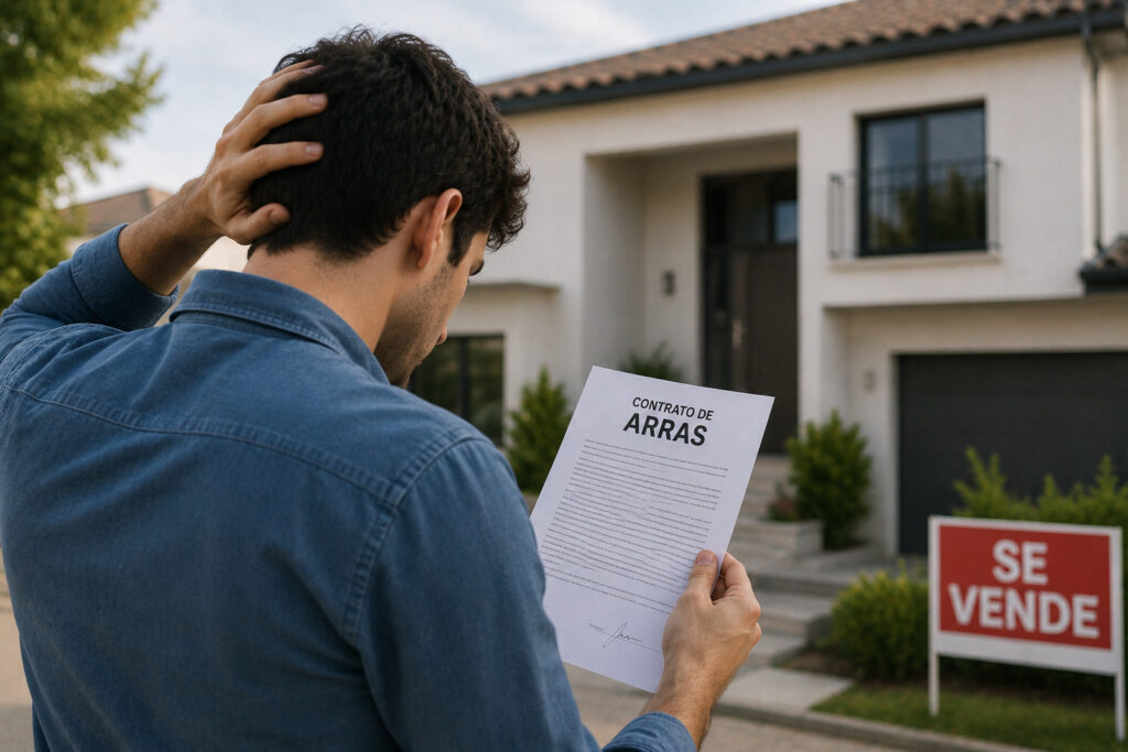 Comprador preocupado tras firmar un contrato de arras para una vivienda