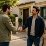 Comprador y vendedor firmando una compraventa de vivienda entre particulares