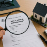 Comprador y abogado revisando una nota simple del Registro de la Propiedad