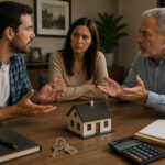 Herederos discutiendo la venta de una vivienda heredada