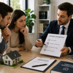 Propietario y abogado revisando la venta de una vivienda con hipoteca pendiente