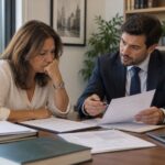 Heredera consultando a un abogado para reclamar el complemento de legítima